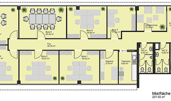 Büroetage mit ca. 227m² im ehemaligen Regierungsviertel in Bonn